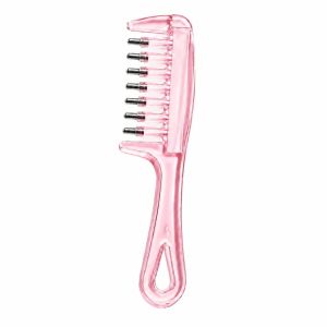 DOOUR 7-Tooth Essential Oil Applicator Massage Comb Transparent Teardrop Shape Liquid Guiding Scalp Massager Comb Practical Rolling Metal Teeth Scalp Applicator Hair Care Tool