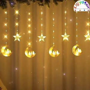 Moon Star Curtain Lights LED String Light for Christmas Party Hari Raya Decoration