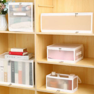 Waterproof PP Plastic High Capacity Foldable Transparent Storage Box Clothes Underwear Bra Sorting Organizing Case