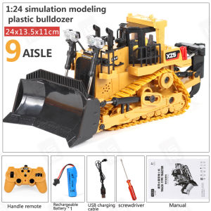 LSRC 2.4G Remote Control Excavator Toys 9 Channel Engineering Vehicle 360° Rotation Excavator Truck Toy With Lights Sounds