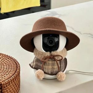 YJFUY Cổ điển Bộ Mũ Áo Choàng Cổ Áo Trang trí Phù hợp với đường kính tối đa 8 cm. Bộ giám sát trường đại học Anh Dễ thương Áo choàng t kẻ sọc Vỏ bảo vệ máy ảnh Dành cho camera an ninh trong nhà.