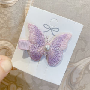 1Pcs Butterfly Pearls Girls Barrettes Cloth Women Hair Clips Colorful Hairpins