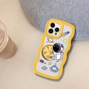 (Lokal Ready) Xinyu Casing hp OPPO Reno 8T 4G Reno 6 5G Reno 5 Reno 5F Reno 4F Penutup Casing Ponsel TPU Tepi Gelombang Kartun Astronot Case