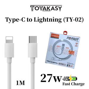 Toyakasy Kabel Pengecas Type C to C/IP 60W/27W 1M PD Cable Fast Charge untuk iPhone 14 15 16 Pro MAX iPad Samsung