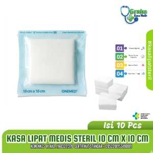 Kasa Lipat Medis Steril Pouch Kain Perban Luka Besar Ukuran 10cm x 10cm Isi 10 Pcs