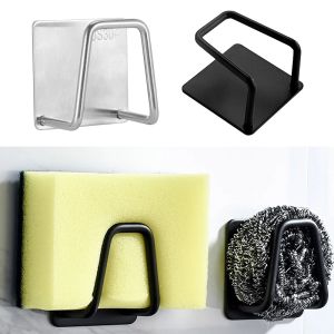【lightingeverthing】Kitchen Stainless Steel Sponges Holder Self Adhesive Sink Sponges Drain Drying Rack Kitchen Sink Accessories Organizer