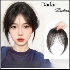 Badao Middle Part Bangs Fringe Synthetic Topper Hairpiece Clip-In Bang Extension Natural Invisible Clourse Hairpiece Women