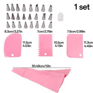 29-Piece Cream Piping Bag and Tip Set Cake DIY Decorating Kit with Multi Stainless Steel Nozzle Reusable Kitchen Pastry Cake Baking Tool