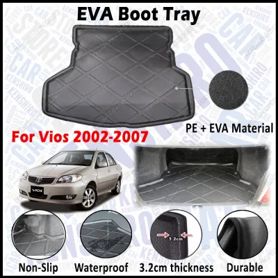 For Toyota Vios 2002-2007 EVA Copolymer Boot Tray Luggage Cargo Trunk Tray Dulang But Kereta 汽车后备箱垫 Waterproof Durable Non-Slip Custom-Fit Easy To Clean Easy Install Temperature Resistant