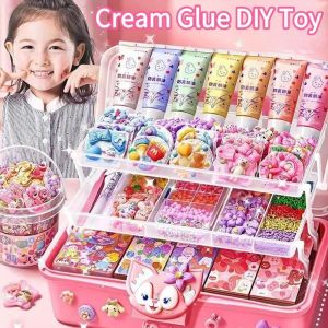 387PCS Cream Glue DIY Toy Guka Set Box Kids Gift Set Handmade DIY Sticker Keychain Cute Gift