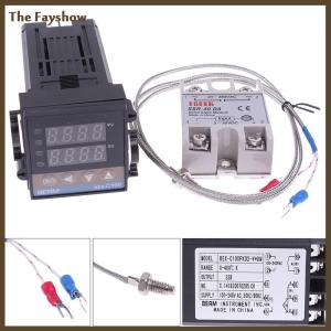 [The Fayshow] 100-240VAC PID REX-C100 Temperature Controller SSR-40A Thermocouple