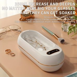 OOC 3 modes Versatile Ultrasonic Cleaning Machine 360° Deep Cleaning Portable Vibration Wash Cleaner Durable Multifunctional Household Glasses Cleaner for Ring Glasses Makeup Brush