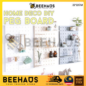 BEEHAUS DIY Pegboard Wall | Pegboard Organizer Deco Storage Wall Pegboard Rack Shelf Tool Board - Polypropylene Plastic (PP) - 22 x 22cm - Wall Mounted - Simple & Modern - High Quality and Eco-Friendly