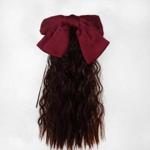 Childrens Ponytail Wig Girl Red Bows Knot Ponytail Bandage Corn Hot Big Wave Long Curly Hair Childrens Headwear Birthday Gift