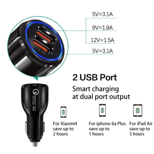 Charger Mobil Charger Mobil Fast Charging 18W Car Charger Colokan Mobil 2 USB Ports 6A 12V-24V Output