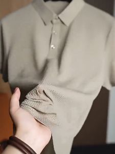 【5XL-8XL】polo shirts for men Ice Silk Waffle Breathable Quick Dry Loose Fit Short Sleeve Casual Collared Shirt formal casual