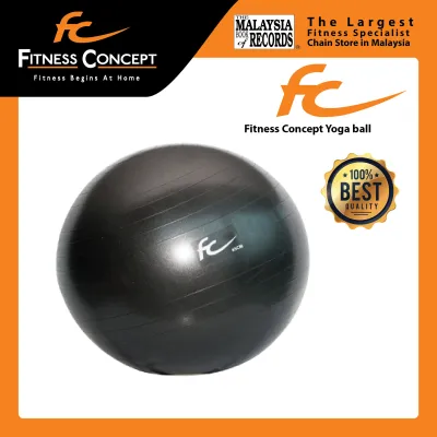 Fitness Concept: 55CM/65CM/75CM ELITE SERIES Anti burst Exercise Training Yoga Gymball (Black) + Foot Pump