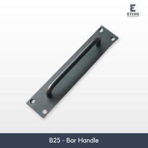 Etivo B25 Backplate Bar Handle Black Tarikan Laci Gagang Pintu Lemari Hitam - 128MM