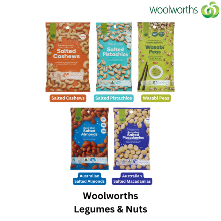 Woolworths Legumes & Nuts Salted Almonds / Salted Cashews / Salted Macadamias / Salted