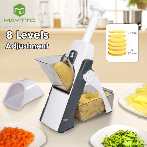 MAYTTO Slicer Vegetable Cutter Chopper Dicer Peeler Slicer Mandoline Manual Slicer Food Chopper Grinder Kitchen Tool Accessories Stainless Steel Rust-Free Blades with Thickness Adjuster
