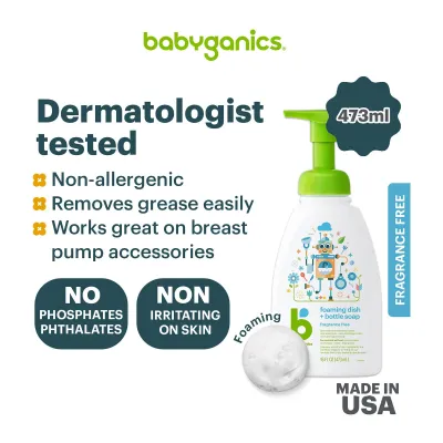 Babyganics Foaming Dish & Bottle Soap - Fragrance Free 473ml