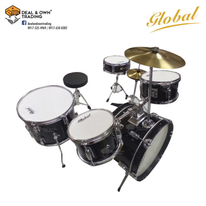 Global 5pcs Junior Drumset 5Pcs Mini Drum Set New Drumset With Cymbals Black Drumset For Kids Complete Drum Kit For Beginners Lazada Lazada PH