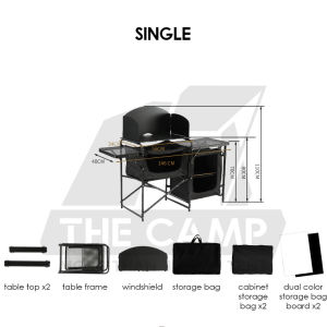 Outdoor Camping Mobile Kitchen Table Portable Folding Kitchen Black Cookware Windshield Mesh Bag Dapur Single/Double