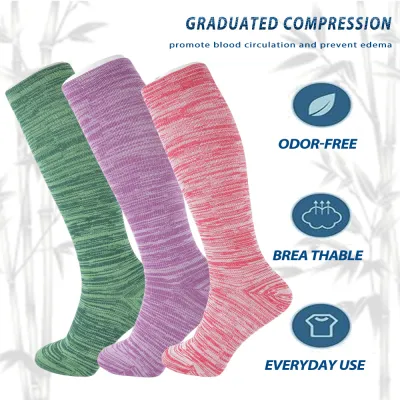 +MD 3 Pairs Women & Men Compression Socks 15-20 mmHg Circulation Support Socks
