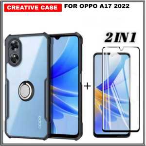 Promo Paket 2 in 1 Case Armor Fusion Shockproof Transparent Realme C67 4G 2023 / Realme C55 NFC / Realme 10 4G / Realme C33 / Realme C21y / Oppo A17 / Oppo A17k 2022 + Anti Gores Layar Tepi Hitam