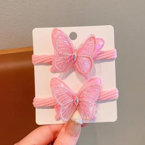Childrens sequin butterfly hair loop hair rope girls harmless hair towel loop girls high ponytail tie hair accessory
