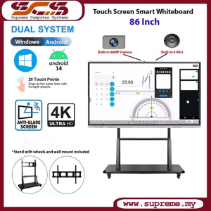 86 inch Interactive Whiteboard Touch Screen Smart Teaching Board / Digital Meeting Board Built-in Webcam and Mics Smart board