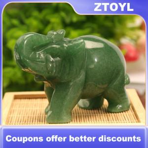 【ZTOYL】 Elephant Statue Figurine Natural Crystal Amethyst Rose Quartz jasper Animals Sto