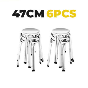 6PCS 10PCS 47CM 30CM High Quality Full Stainless Steel Chair Outdoor Stool Stackable Kerusi Besi Bulat Kecik Small Stool