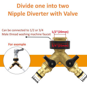 Brass 4-Outlet Water Splitter 3/4 Inch - Heavy Duty Anti-Leak Hose Distributor for Faucet Balcony Garden & Car Wash Corrosion-Proof Irrigation Tool (with Rubber Washers)