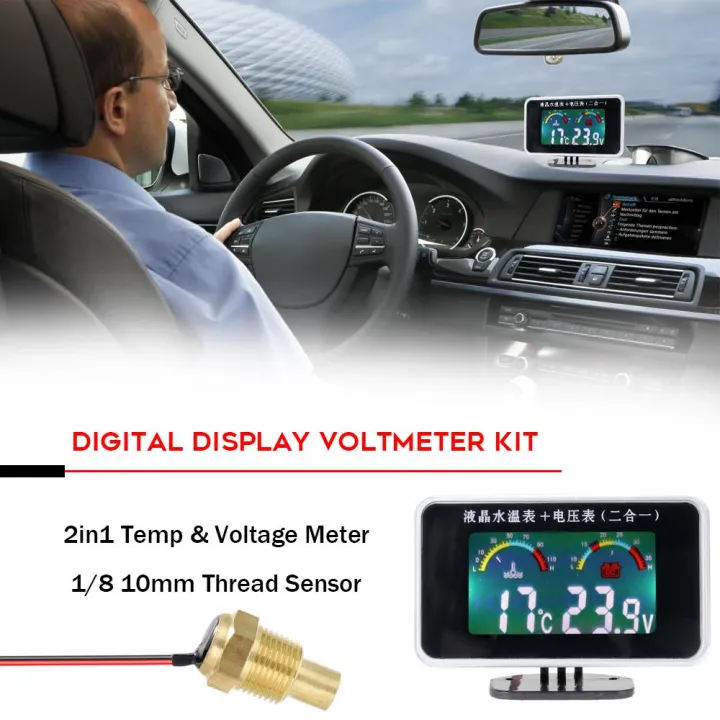 AUTOFun%202in1%20LCD%20Alat%20Pengukur%20Digital%20Tegangan%20Tekanan/Suhu%20Air%20Meter%20W/Alarm%20M10%2040-50%E2%84%83%20Water%20Temperatur%20Digital%20Voltmeter%20Motor%20Mobil%20-%20Image%205