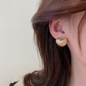 Frascati Exaggerated Design Brushed Metal Heart Earrings Korean Fashion Jewelry Simple Accessories For Woman Girls