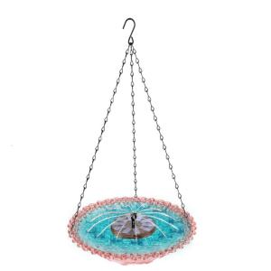 Hanging Outdoor Bird Bath Fountain Solar Powered Fountain Attracts Birds Squirrels Large Capacity Garden Feeder