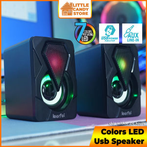 YST-1046 USB Speaker Stereo Mini Speaker With RGB LED Light AUX Audio For Laptop PC Desktop Computer