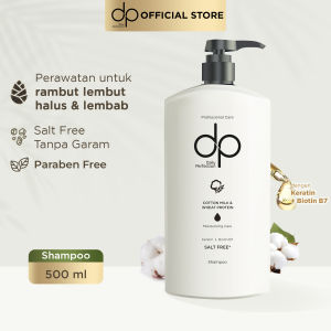 DP Daily Perfection Shampoo Moisturizing Care 500 ml  - Salt Free Shampo Bebas Garam Sampo Keratin Biotin Sampoo Rambut Lebih Sehat Anti Rontok Ketombe Halal Hijab
