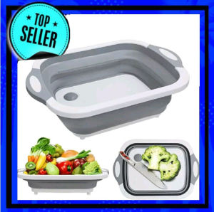Wadah Baskom Talenan Lipat Serbaguna Magic Kitchen Alat Dapur Tempat Buah Sayuran Cuci Set Beras Foldable - Tempat Cuci