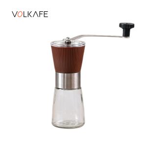 VOLKAFE manual coffee grinder with glass container and hand crank Portable