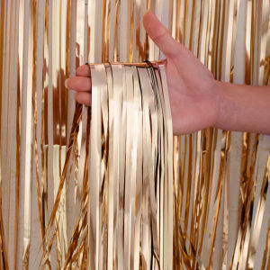 QS TIRAI PESTA Tirai Dekorasi Kantor Kelas Pesta Ulang Tahun Tirai Rumbai Plastik Chrome Foil 195 x 99 Cm Foil Curtain Backdrop