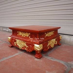 Kỷ Vuông Rồng Vàng Chân Quỳ Gỗ Hương Cao 15cm