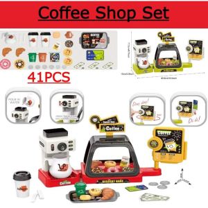 Ready Stock 3in1 Kid Pretend Play Toy Set Cashier Mainan Budak Coffee Maker playset Simulation Coffee machine dessert