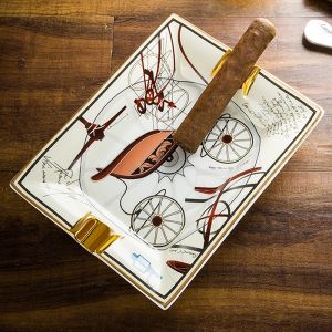 Lubinski portable gold foil whole small ceramic  ashtray with gift box