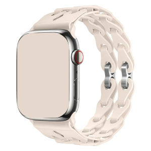 Silicone link Strap For Apple Watch Ultra 3 2 Band 11 49mm 46mm 42mm 44mm 40mm 45mm 41mm 38mm Fashion Skeleton Bracelet Wristband for iWatch Series 11 10 9 8 7 6 5 4 SE3