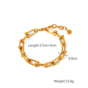 U Shape Pin Link Chain Luxury NecklacesGold Color Paperclip Chain Collar Bracelet Gift Jewelry Set