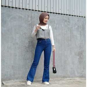 Celana Cutbray Jeans Highwaist Wanita Terlaris