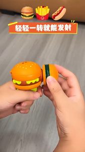 Fun hamburger and fries spinning top toy creative food launcher light-up spinning top battle toy childrens gift