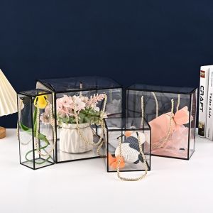 ANANAA 2pcs PVC Hộp Kẹo nhựa Có tay cầm Trong suốt Túi quà lưu niệm Tote Chất lượng cao Cắm hoa Hộp gói quà Vật dụng lưu trữ